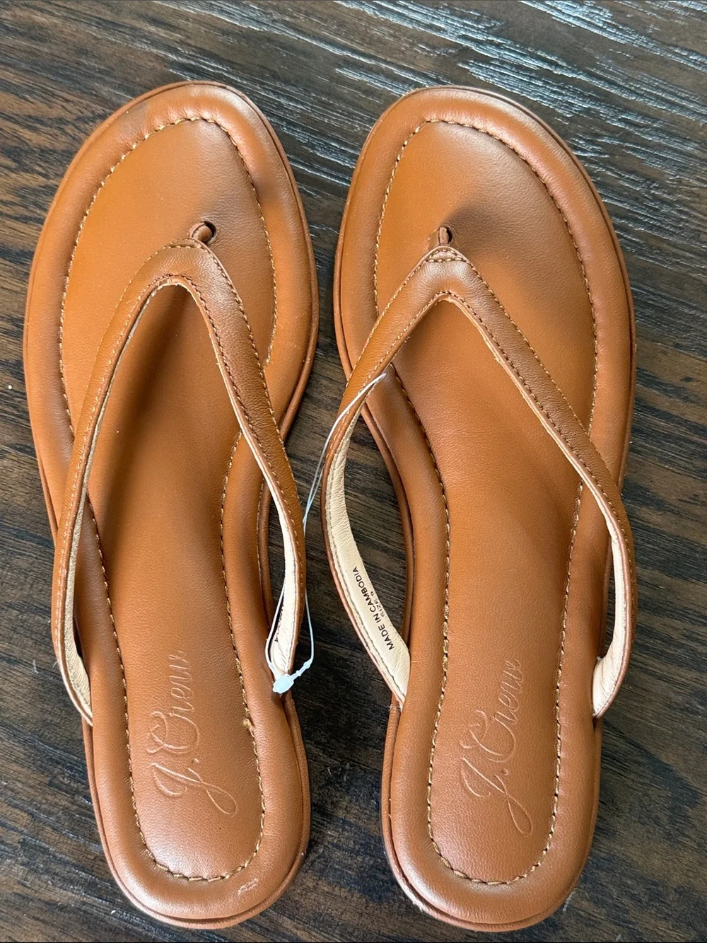 J. Crew Leather Tan Thong Sandals